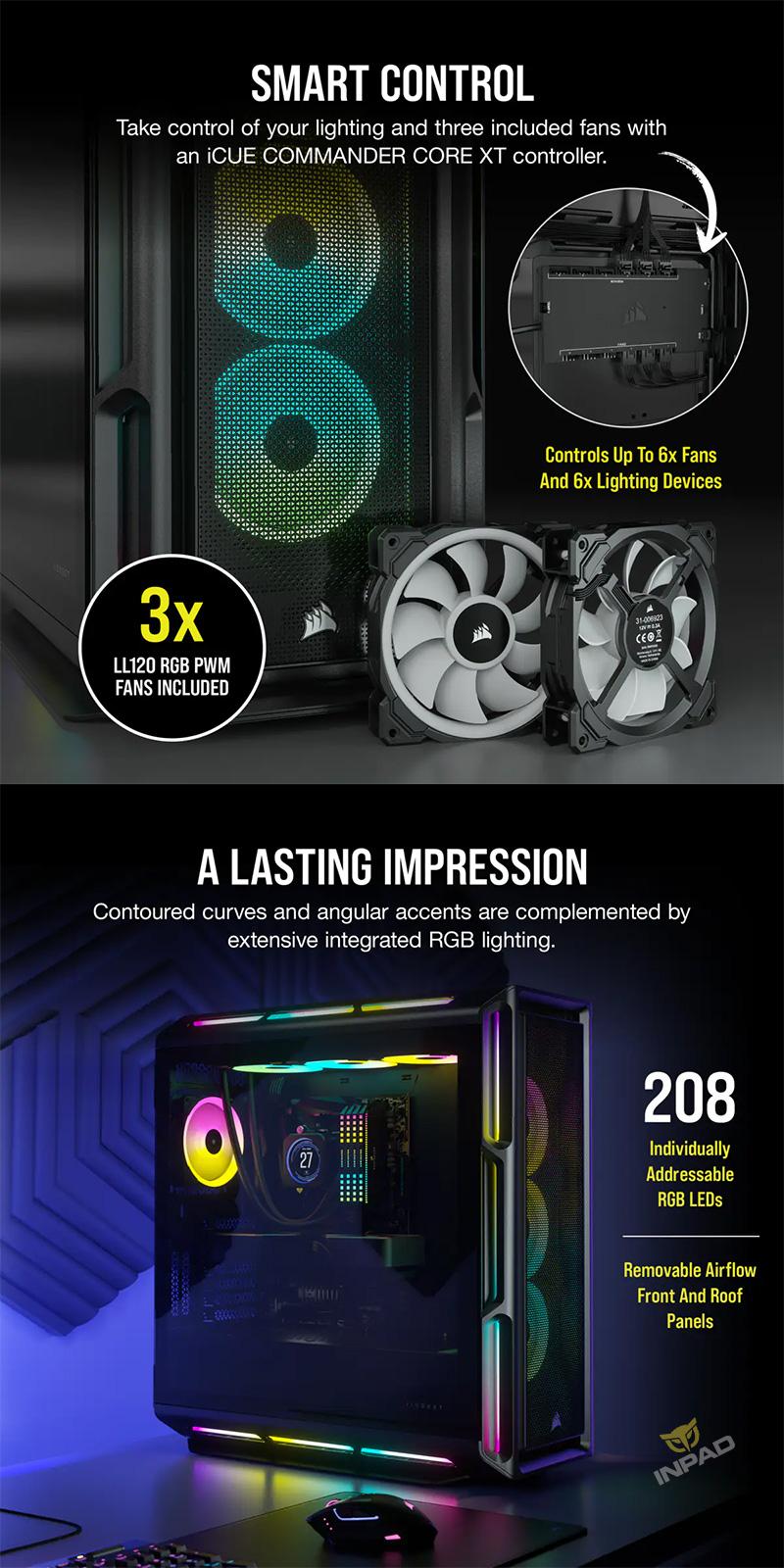 海盜船CORSAIR iCUE 5000T RGB  鋼化玻璃機殼