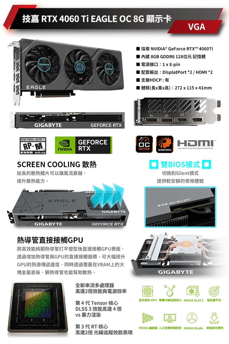 GIGABYTE 技嘉 Intel i5/16G/1TB SSD/RTX4060TI 8G/AI電競主機/AI基礎W