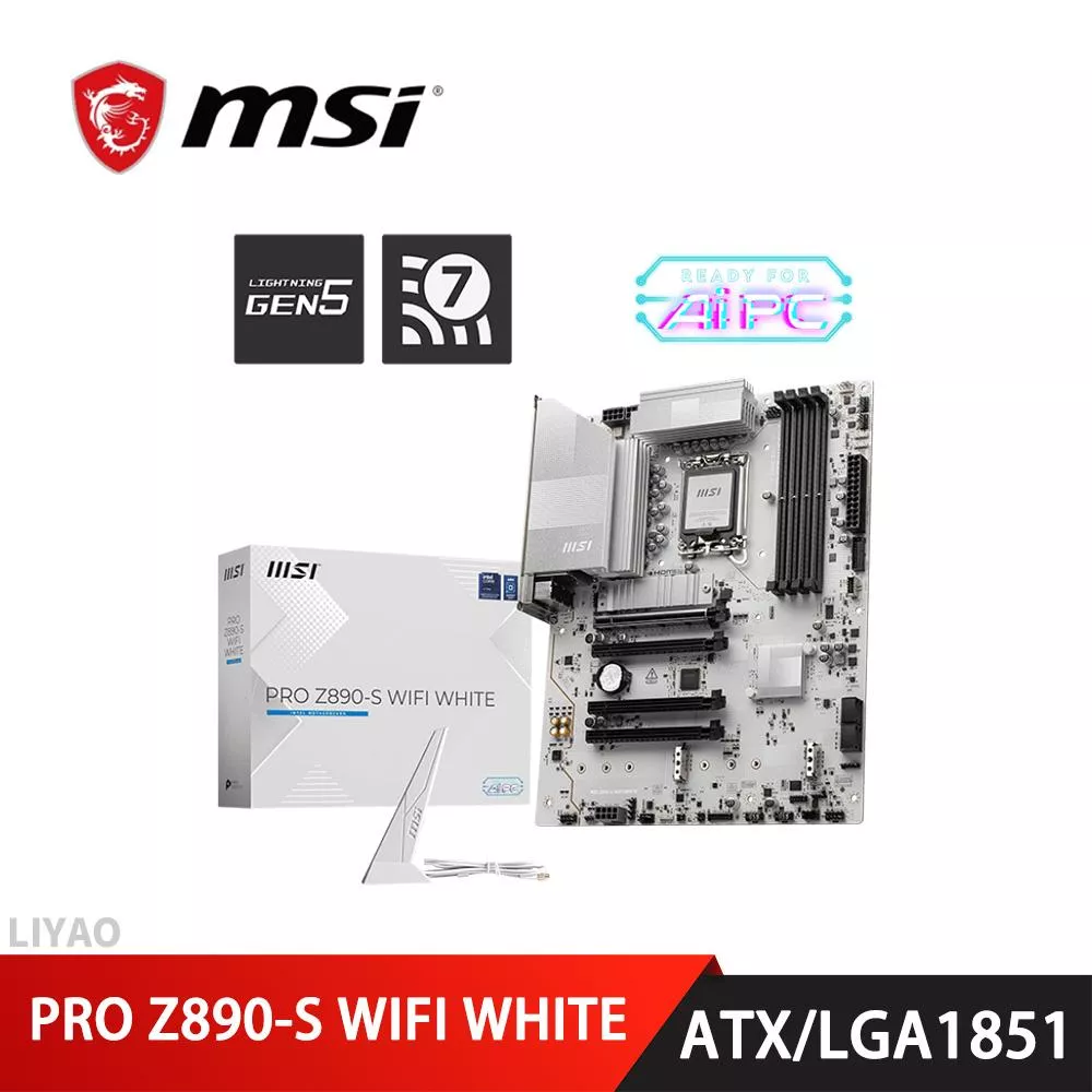 微星 PRO Z890-S WIFI  WHITE DDR5 主機板 (雪白版)