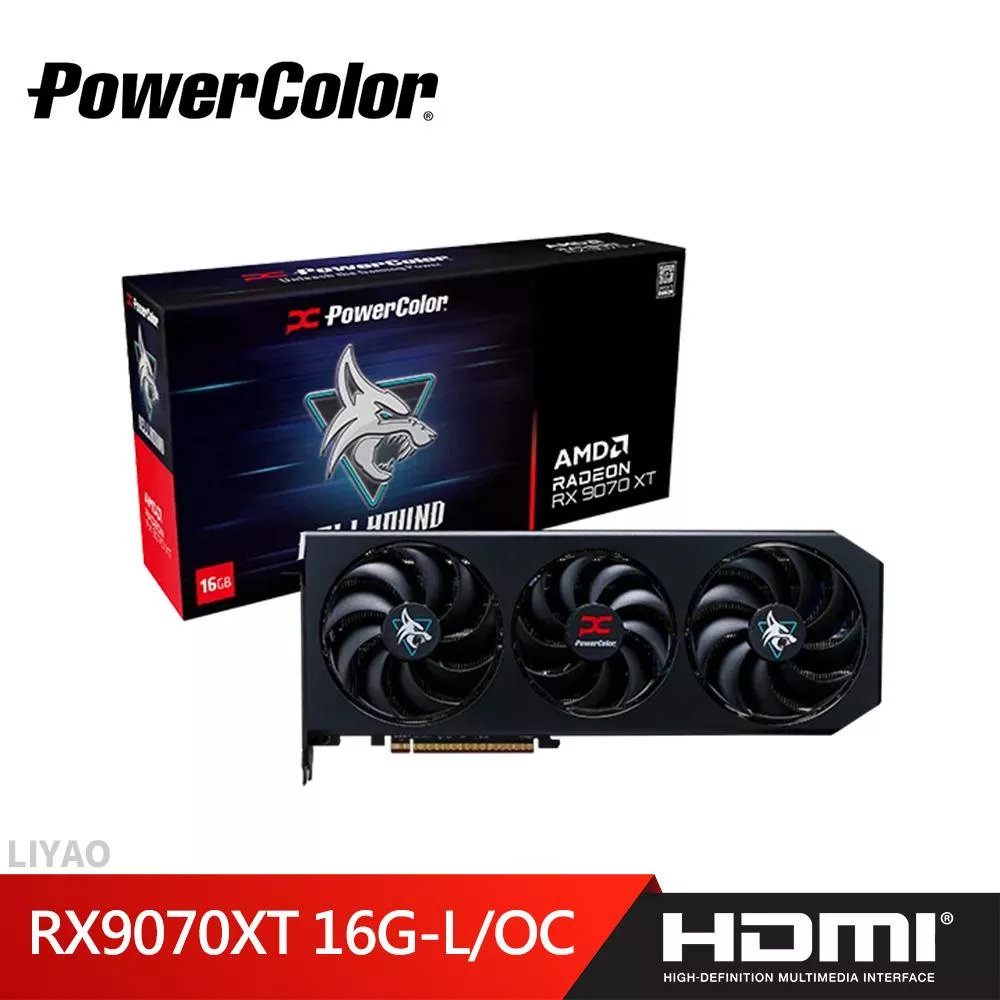 PowerColor 撼訊 RX9070XT 16G-L/OC 暗黑犬 顯示卡