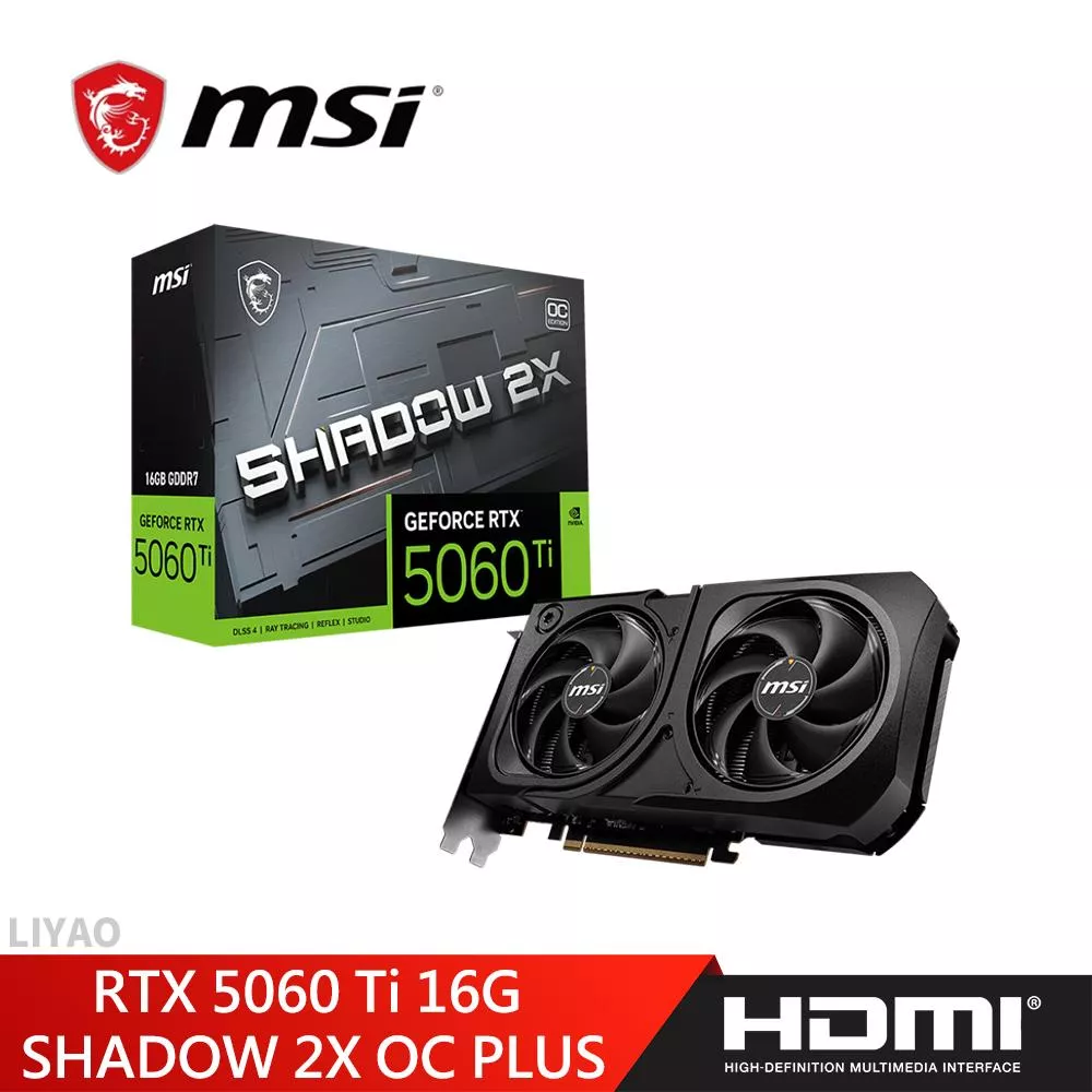 微星 RTX 5060 Ti 16G SHADOW 2X OC PLUS 顯示卡