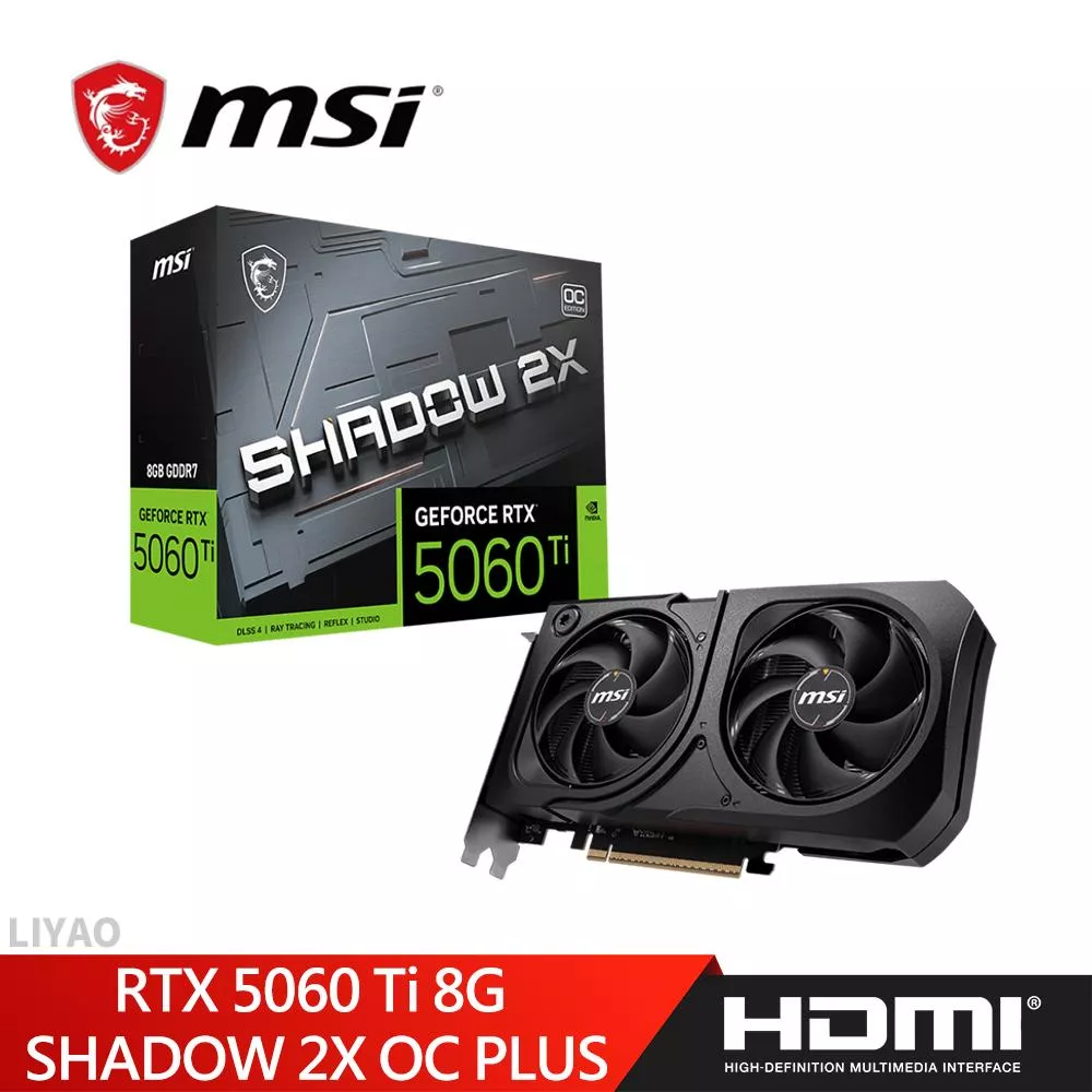 微星 RTX 5060Ti 8G SHADOW 2X OC PLUS 顯示卡