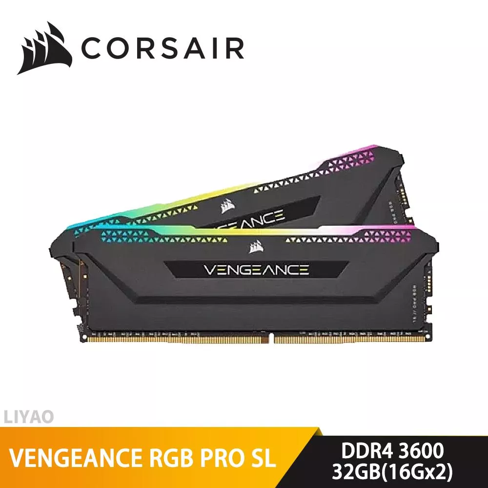 CORSAIR海盜船 VENGEANCE RGB PRO SL DDR4 3600 32GB(16Gx2)桌上型記憶體-黑色