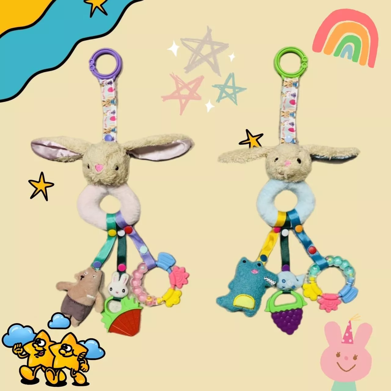 Blingstartwins®️兔兔們-安撫玩具車床掛