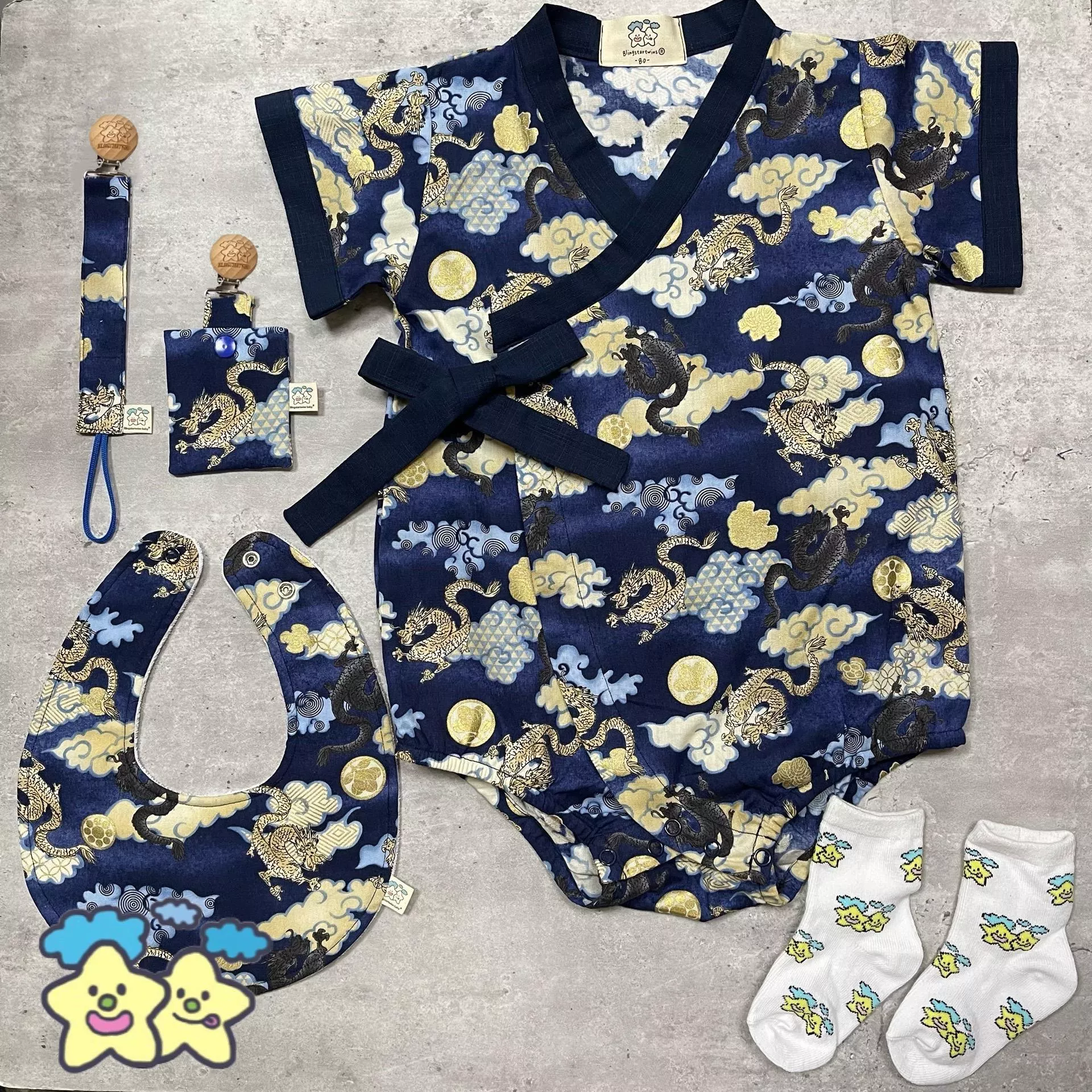 Blingstartwins®️真命天子甚平五件組-手作禮盒
