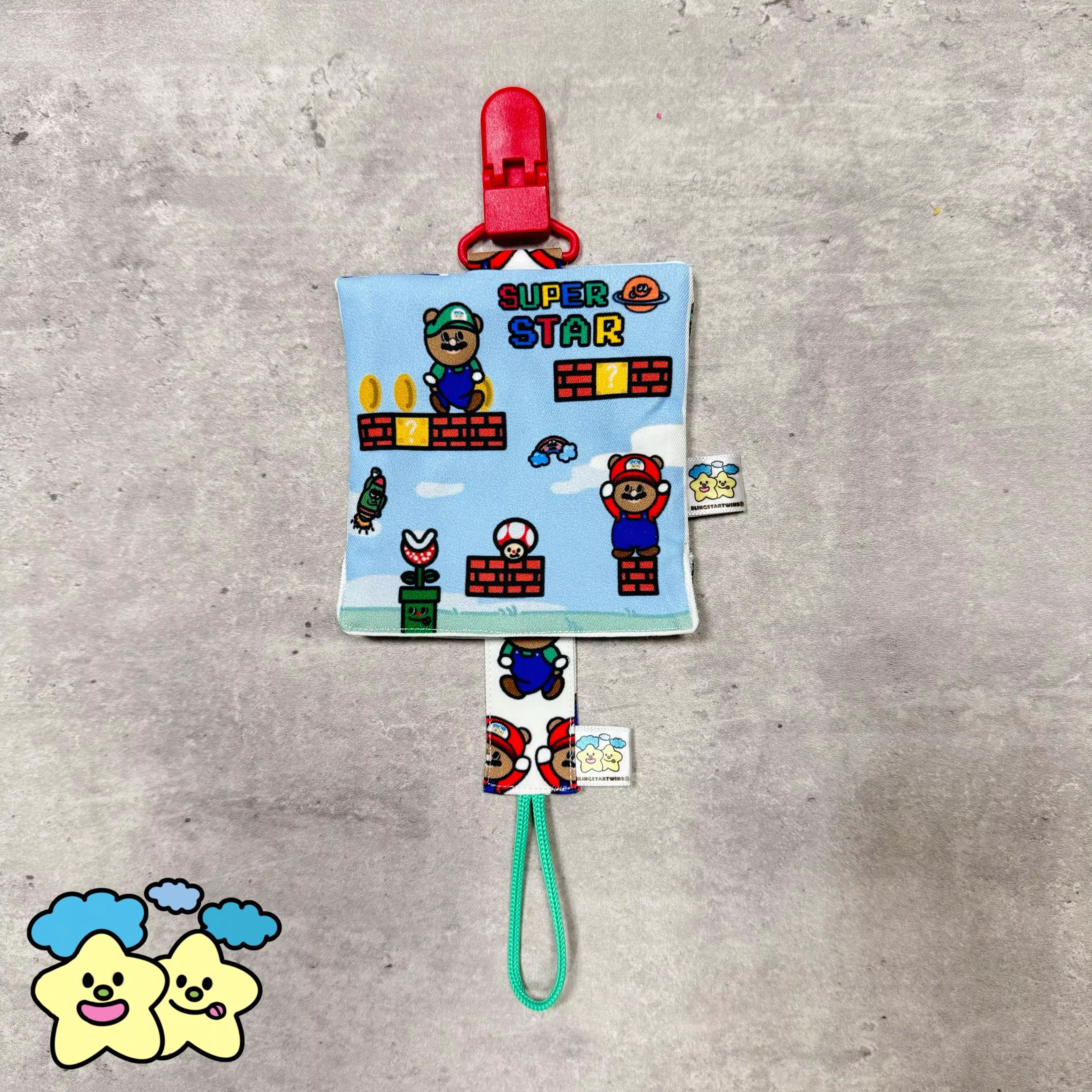 Blingstartwins®️級熊熊吃星星-手作奶嘴防塵罩組