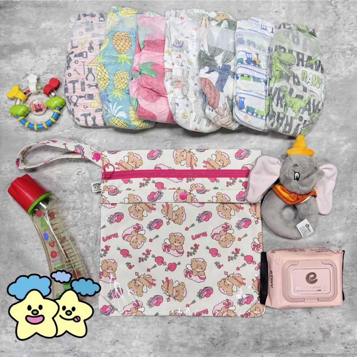 Blingstartwins®️防潑水-愛神熊熊-手作專利尿布包