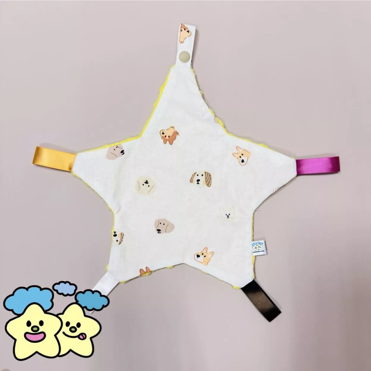 Blingstartwins®️小狗狗-手作安撫巾(可掛奶嘴,搖鈴玩具)