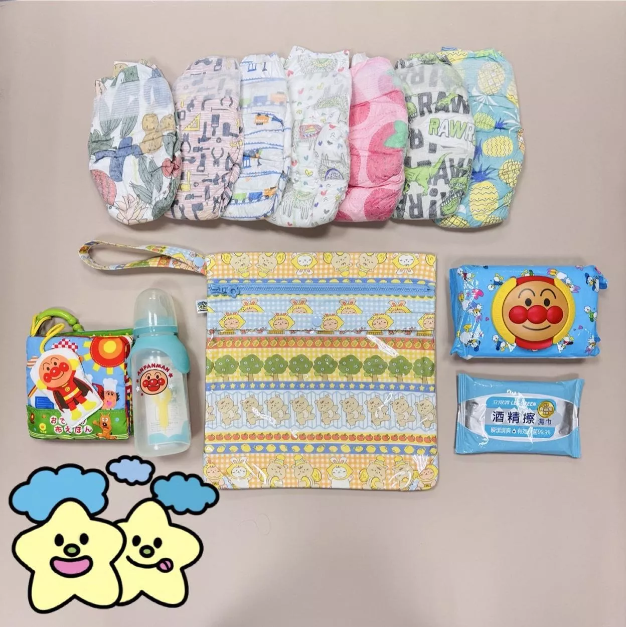 Blingstartwins®️檸檬兔與樂隊熊-手作專利尿布包