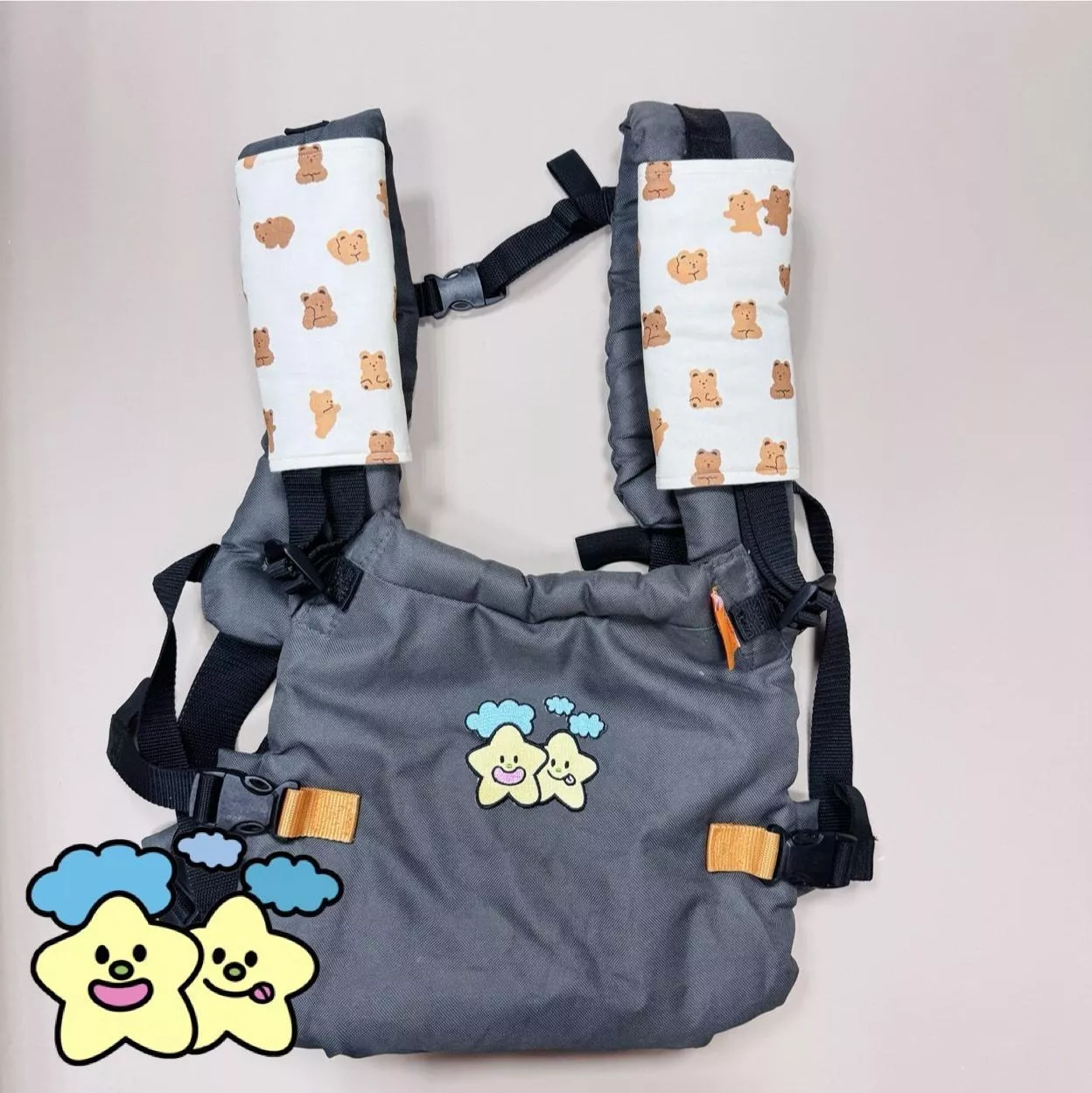 Blingstartwins®️ 牛奶糖熊熊-背巾口水巾