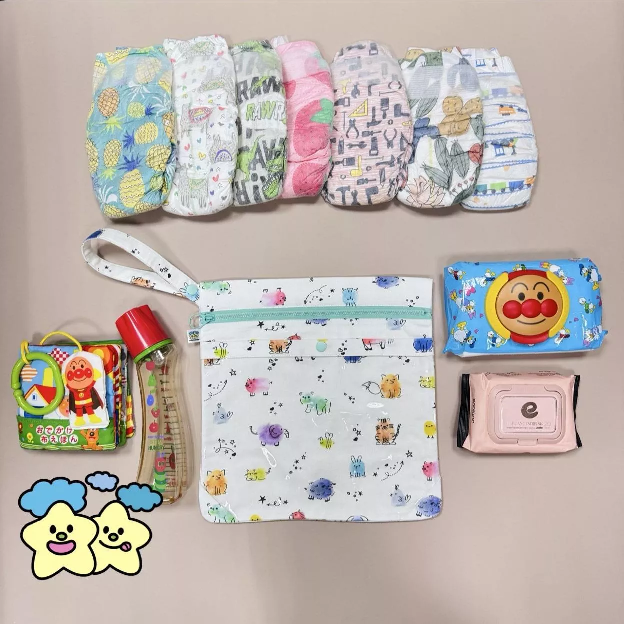 Blingstartwins®️繽紛小動物-手作專利尿布包