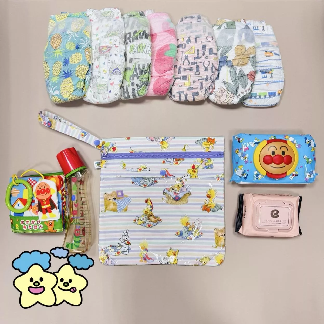 Blingstartwins®️梨花熊熊與好友們-手作專利尿布包