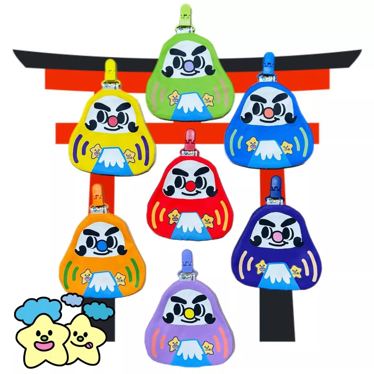 Blingstartwins®️新彩虹達摩-幼兒園必備手帕夾