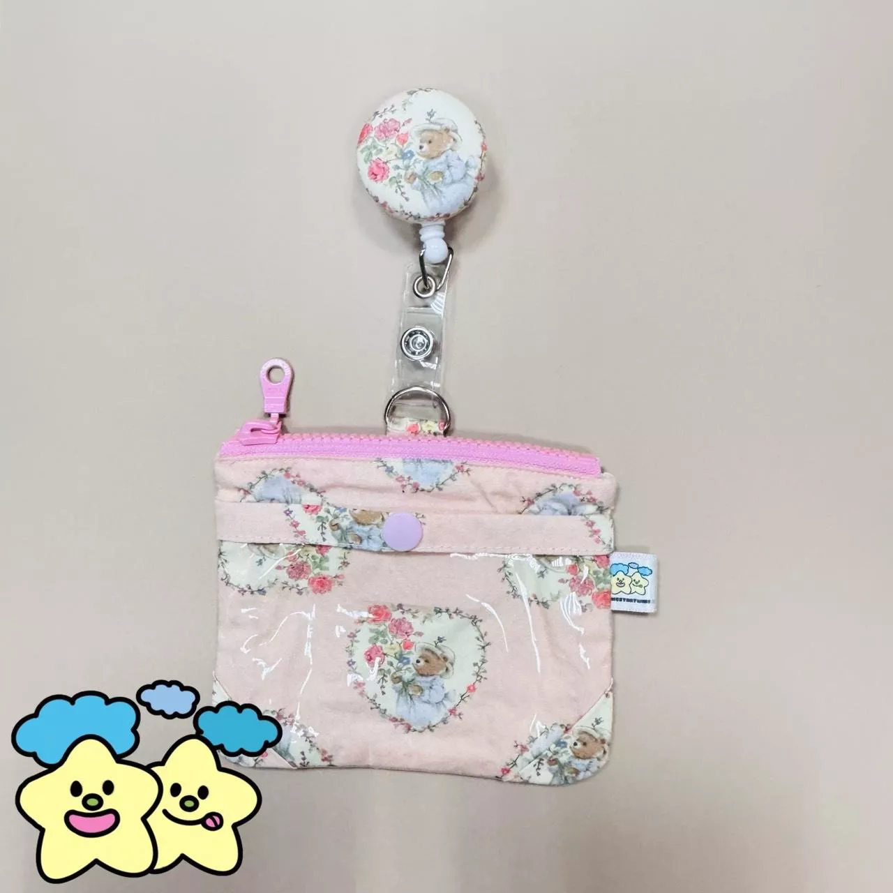 Blingstartwins®️愛心小熊熊-手作專利識別證套/易拉釦