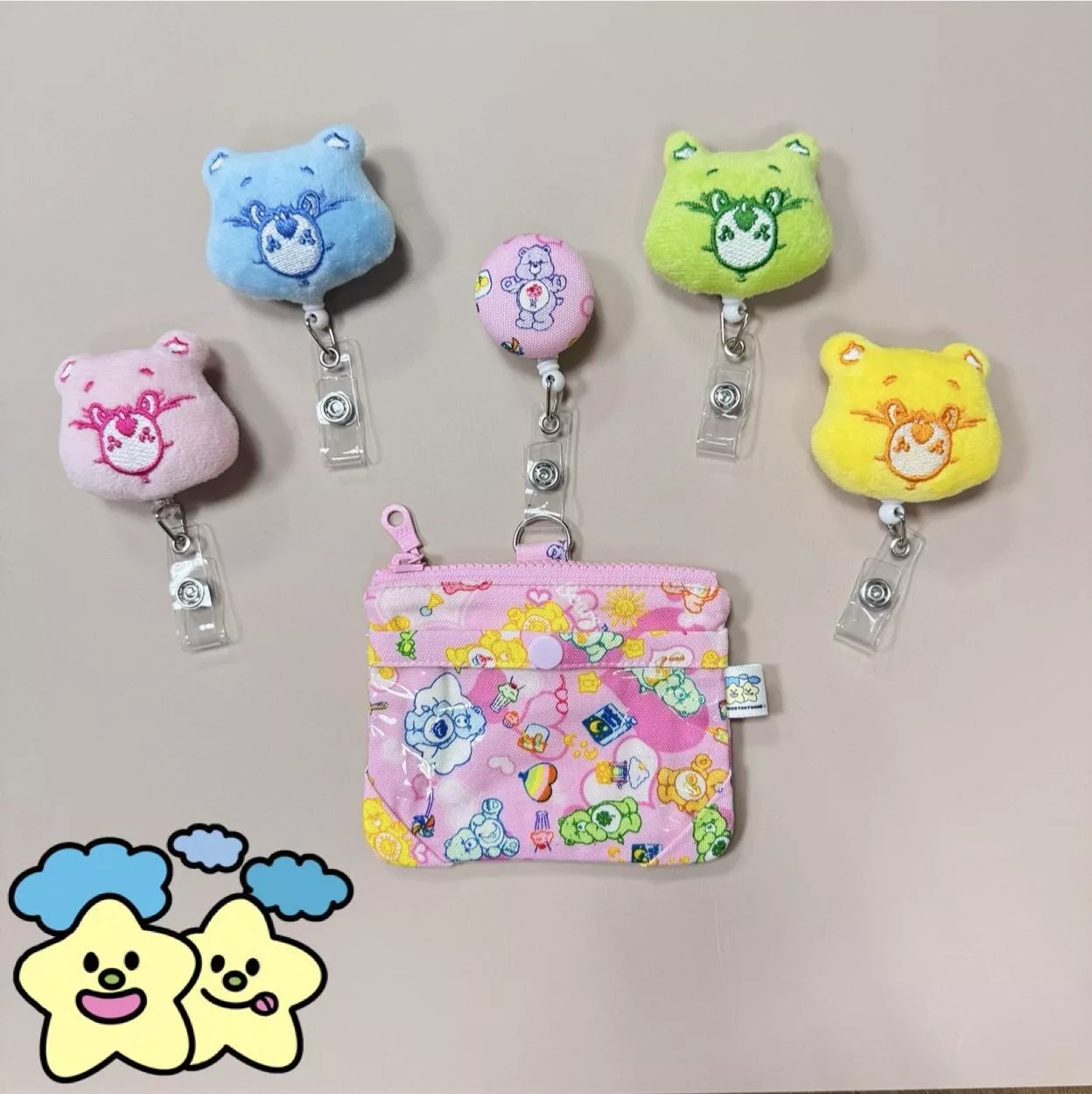 Blingstartwins®️雲朵彩虹熊熊-手作專利識別證套/易拉釦