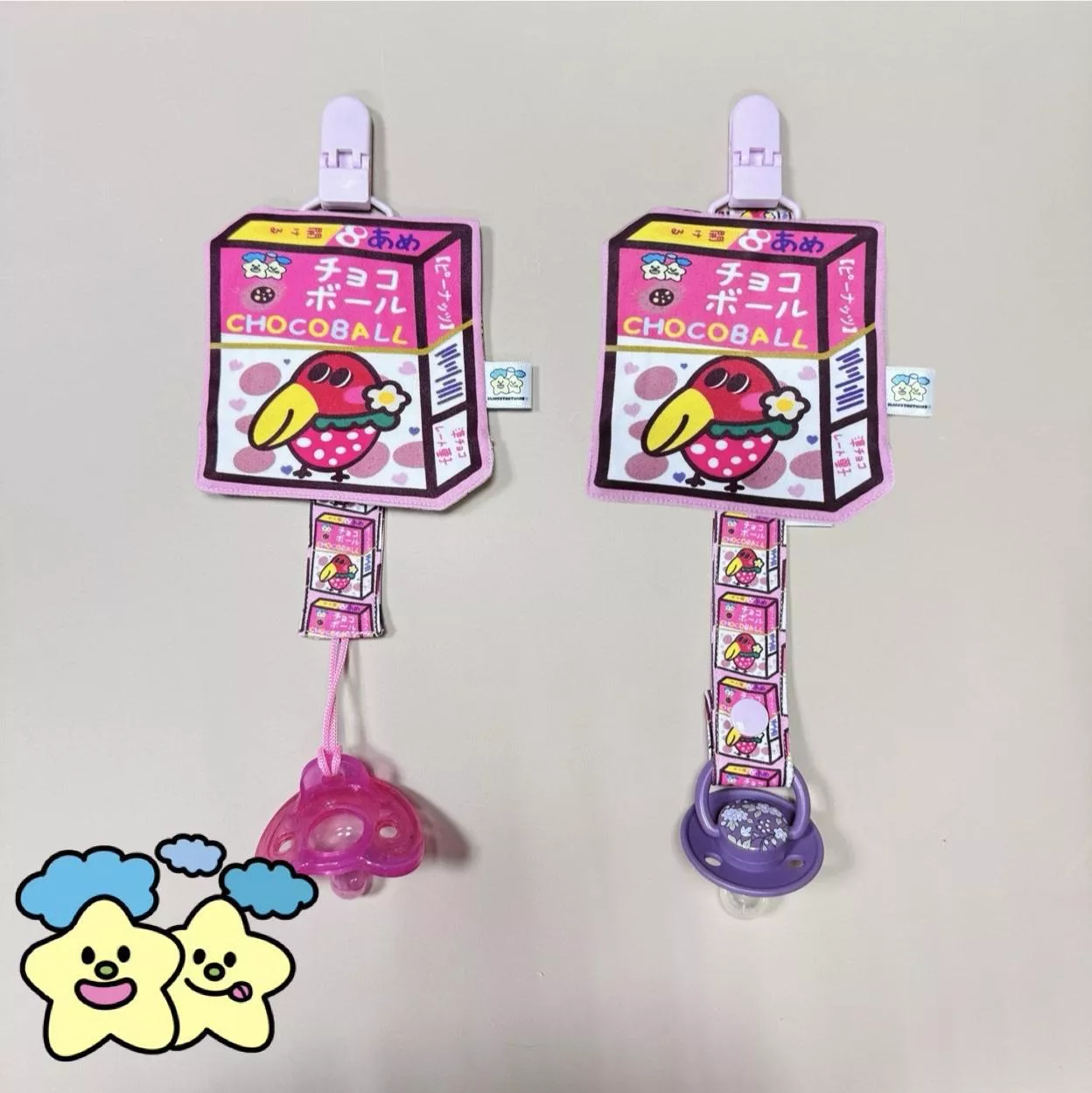 Blingstartwins®️大嘴鳥草莓球-手作奶嘴防塵罩組