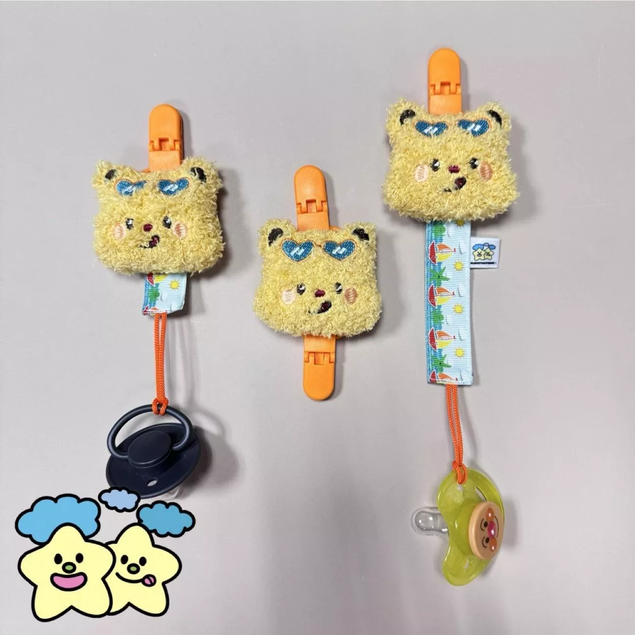 Blingstartwins®️夏日熊熊系列奶嘴練vs萬用夾