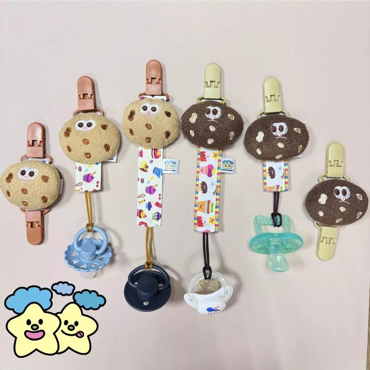 Blingstartwins®️美式軟餅乾系列奶嘴練vs萬用夾