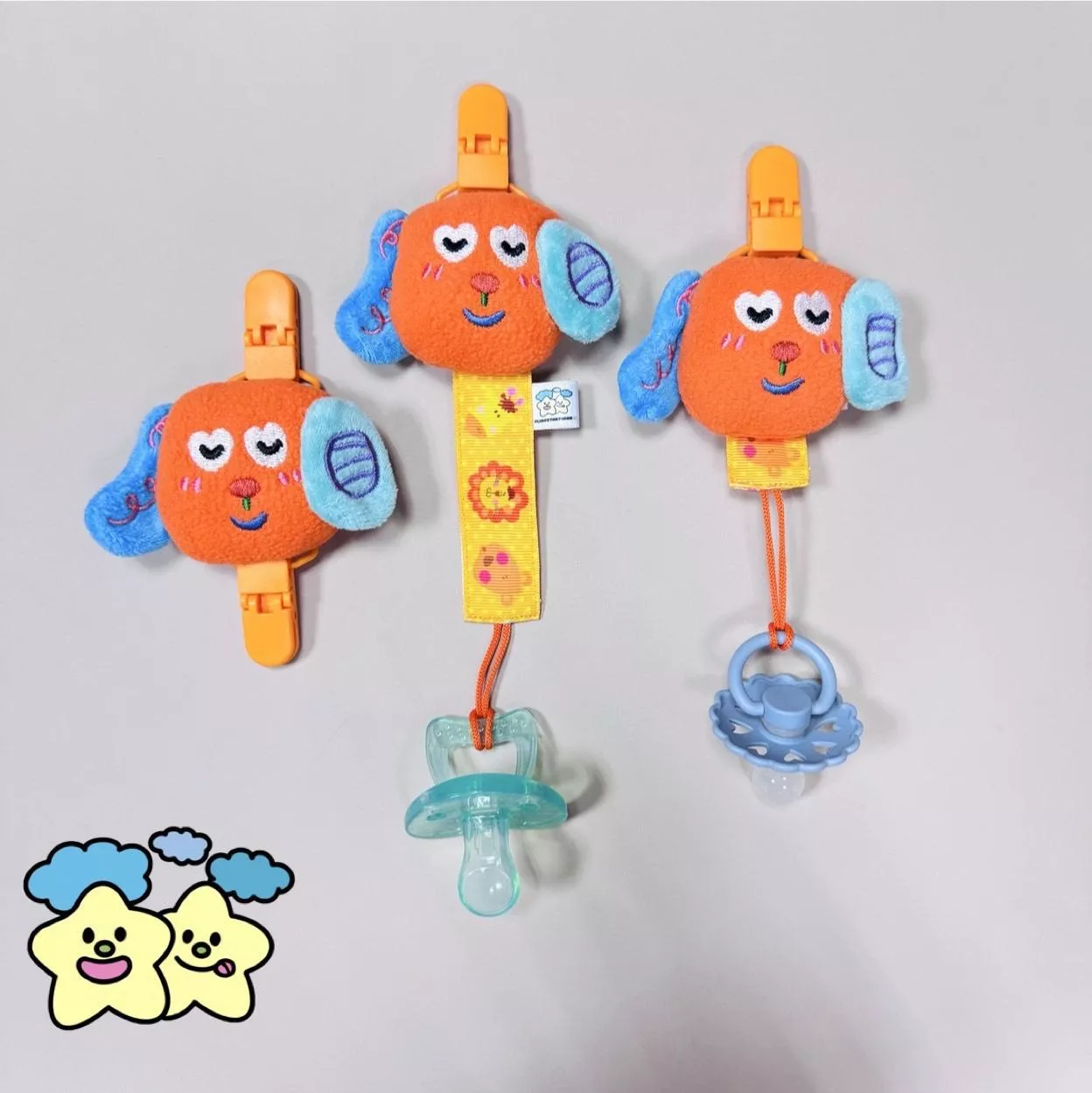 Blingstartwins®️大頭狗狗系列奶嘴練vs萬用夾