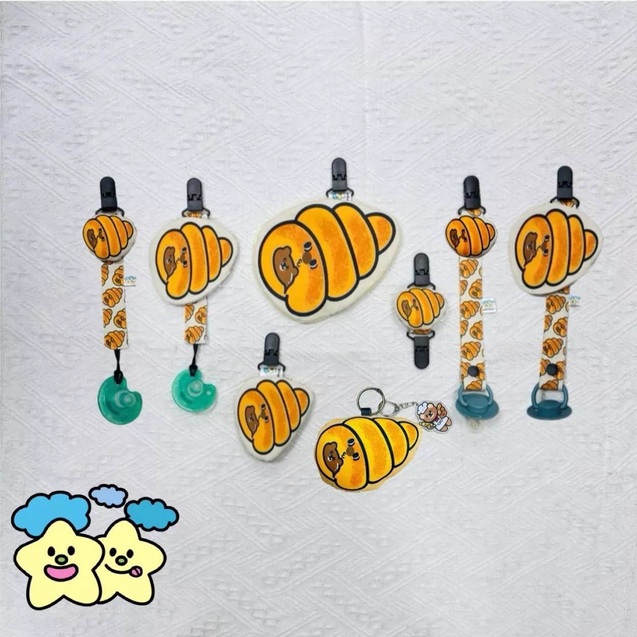 Blingstartwins®️螺旋胖系列(平安符袋 , 奶嘴防塵罩組 , 奶嘴鍊 , 手帕夾)