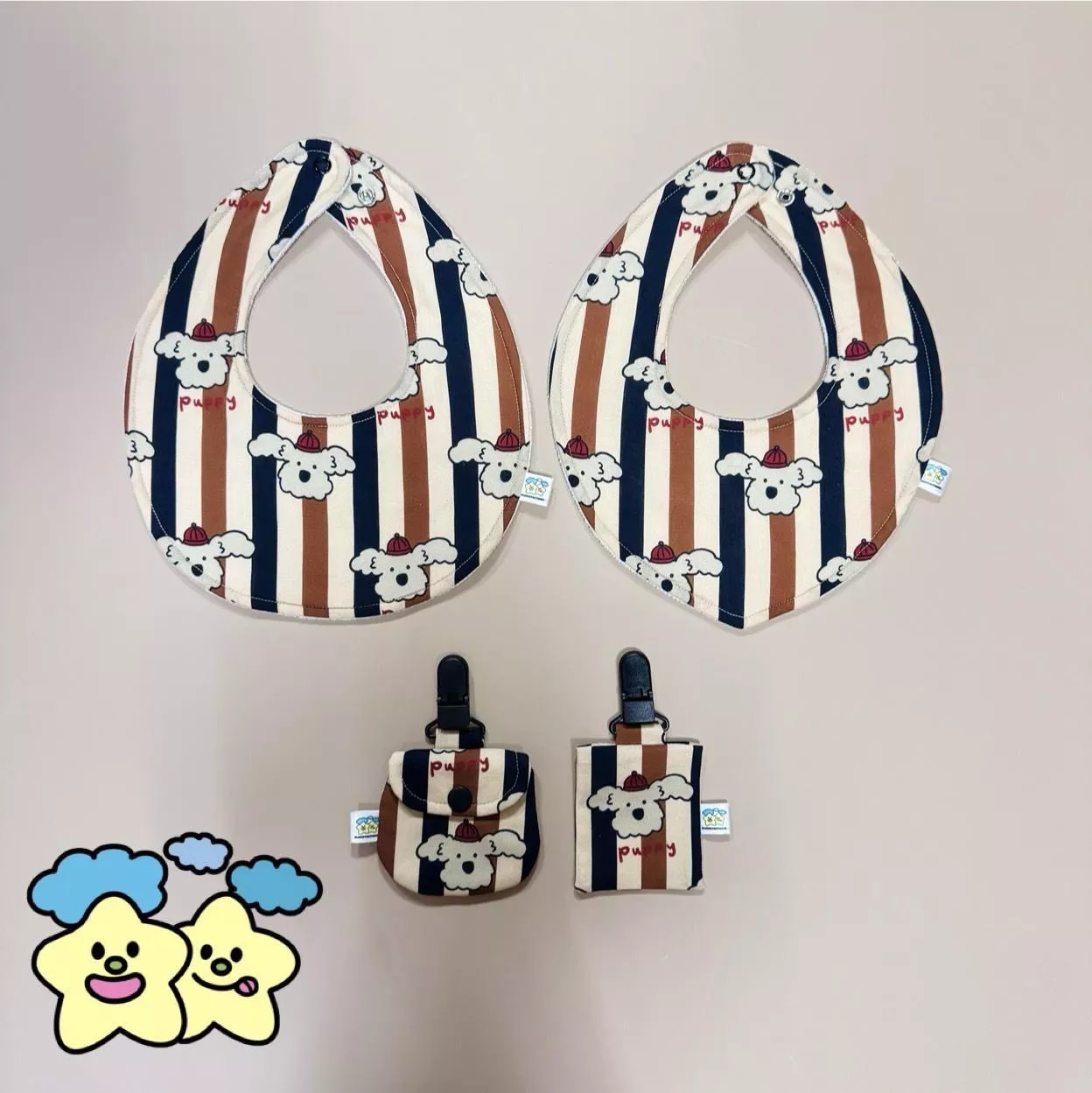 Blingstartwins®️條文小狗狗-手作圍兜 / 平安符袋