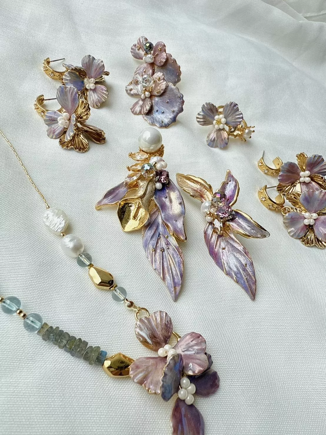 湖畔紫藤花礦石項鍊手鏈 兩用