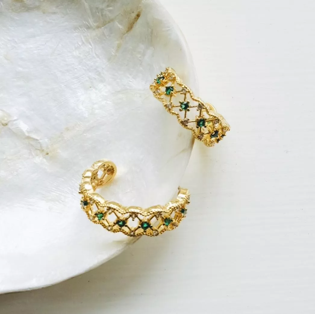 施華洛世奇水晶鏤空圈圈耳環 施華洛世奇水晶鏤空圈圈耳環