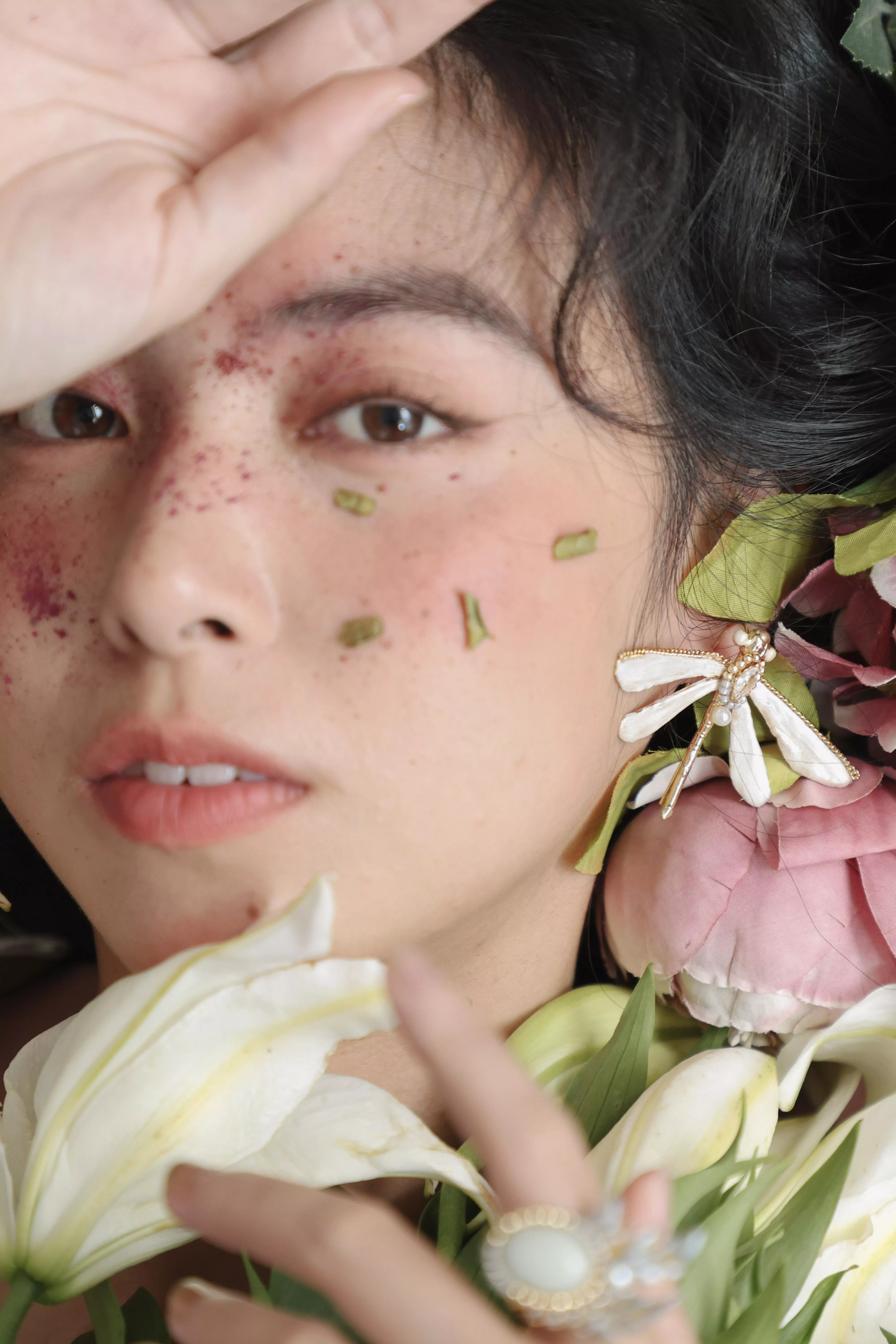 蜻蜓  水晶礦石珍珠 耳環 蜻蜓  水晶礦石珍珠 耳環