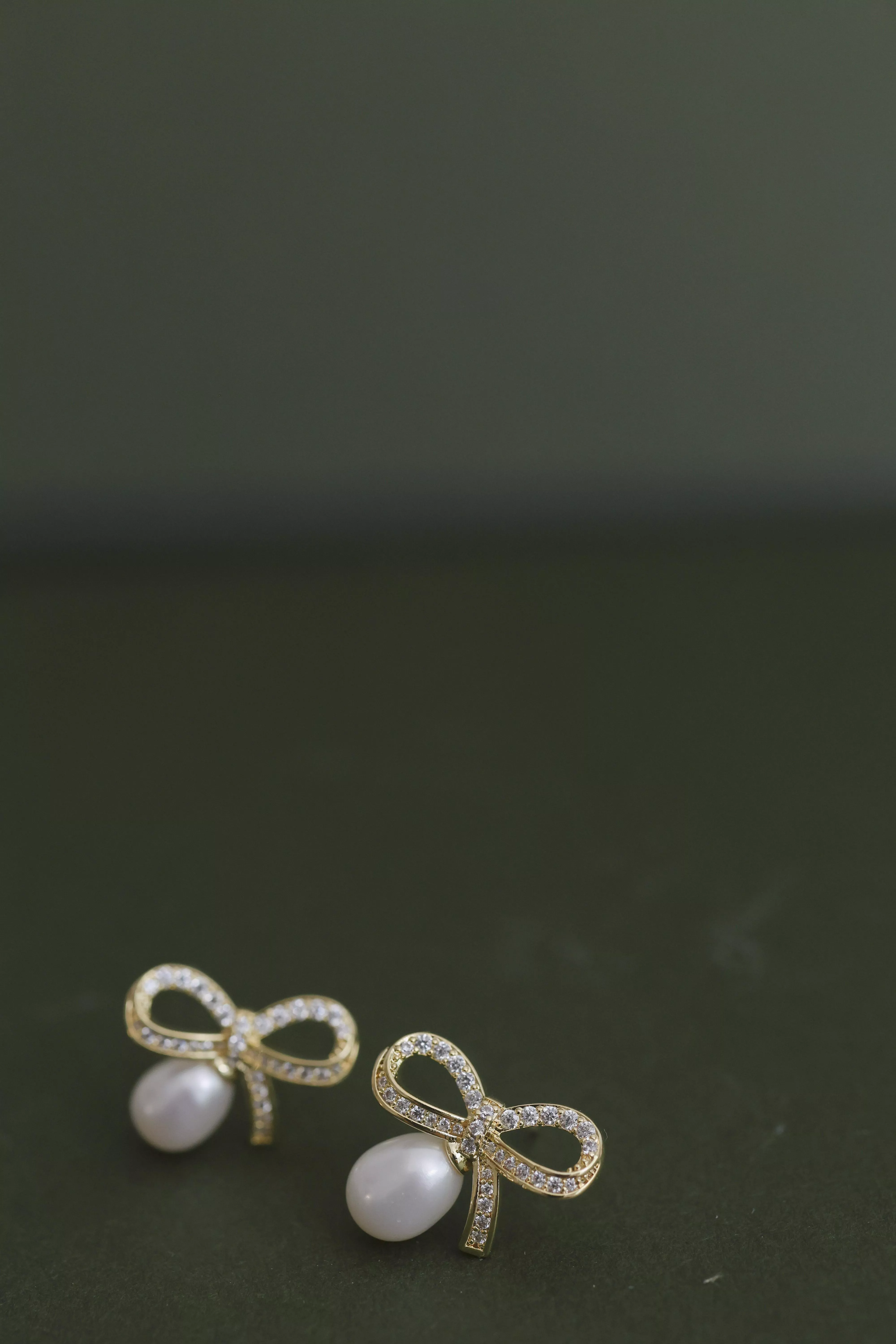 B款 水鑽 蝴蝶結 珍珠耳環