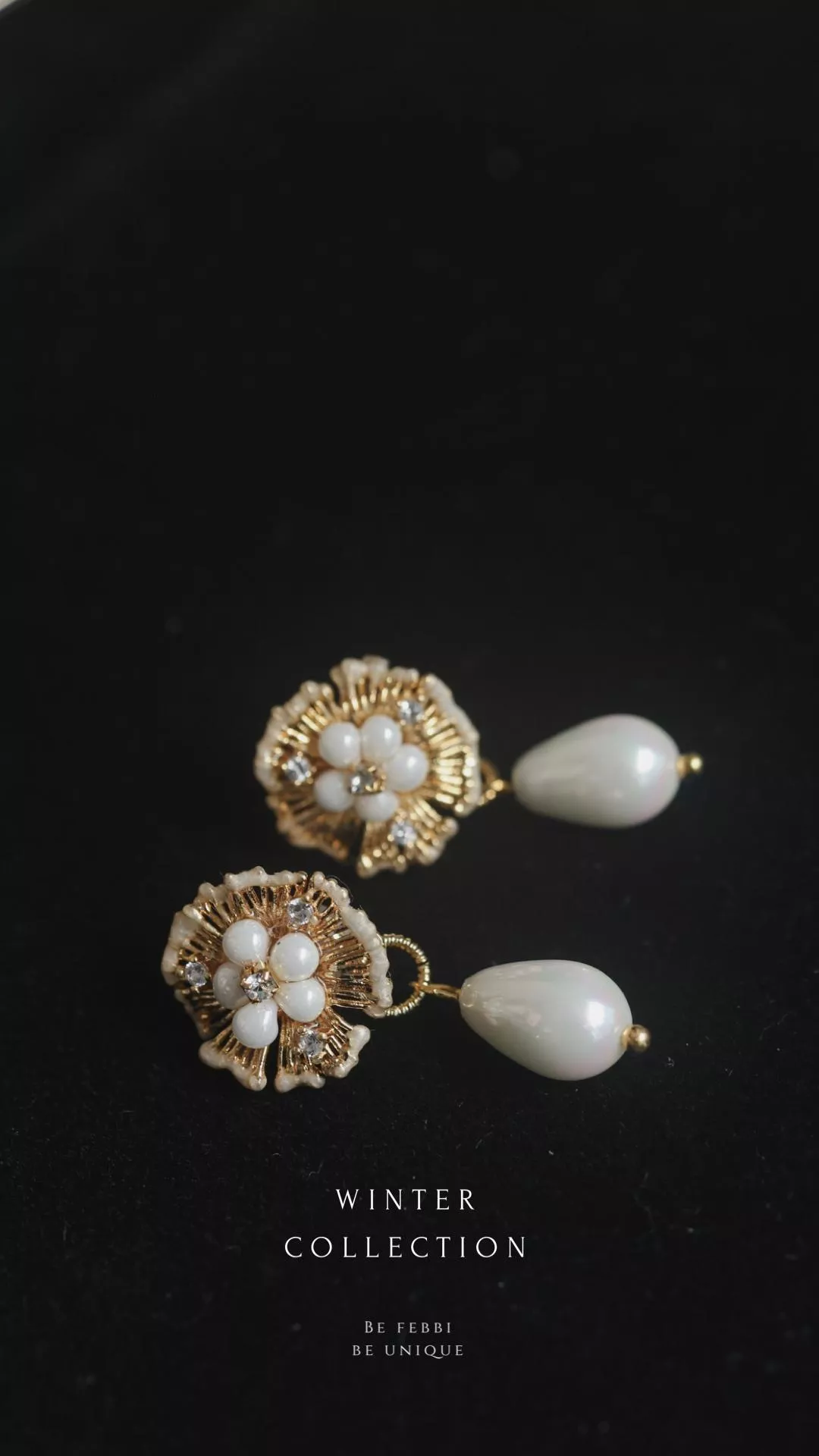 絢爛小煙火珍珠花朵耳環