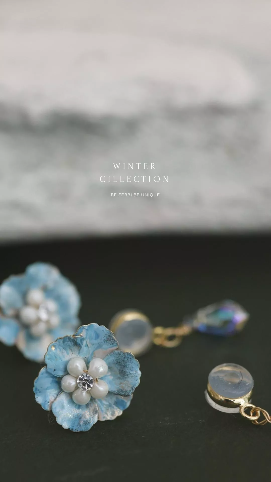 冰霜山茶花 垂墜耳環