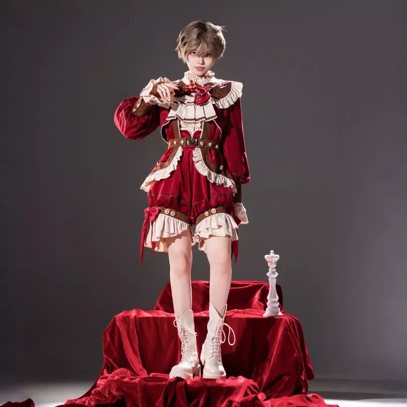 紅茶鬆餅洛麗塔原創lolita外衣襯衣短褲可愛甜美套裝7383