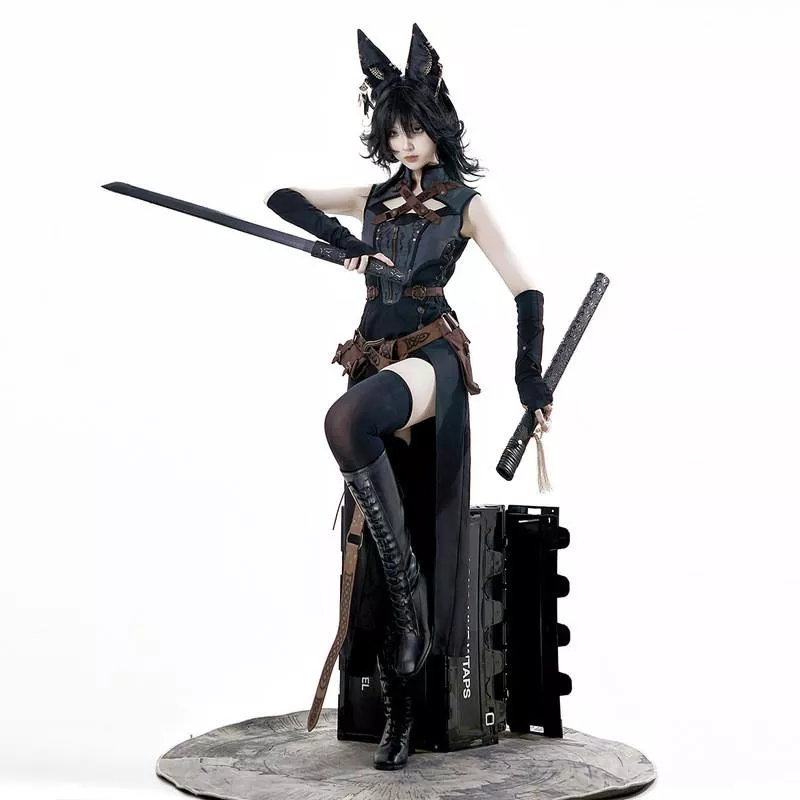 影洛麗塔原創lolita腰帶披肩袖套連衣裙短褲套裝7185