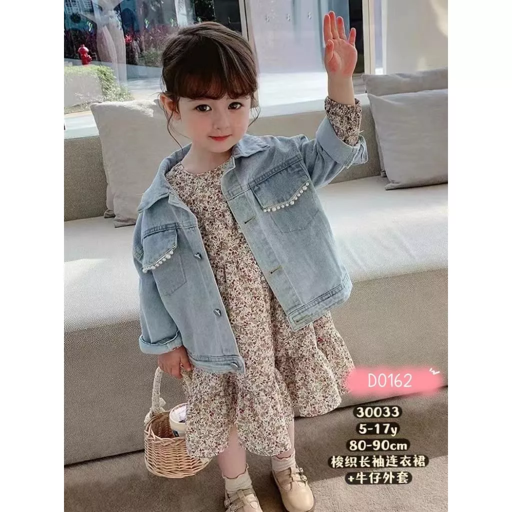 北屯實體店❤女寶洋裝現貨-長袖碎花洋裝 (無牛仔外套✩米米童著-D0162