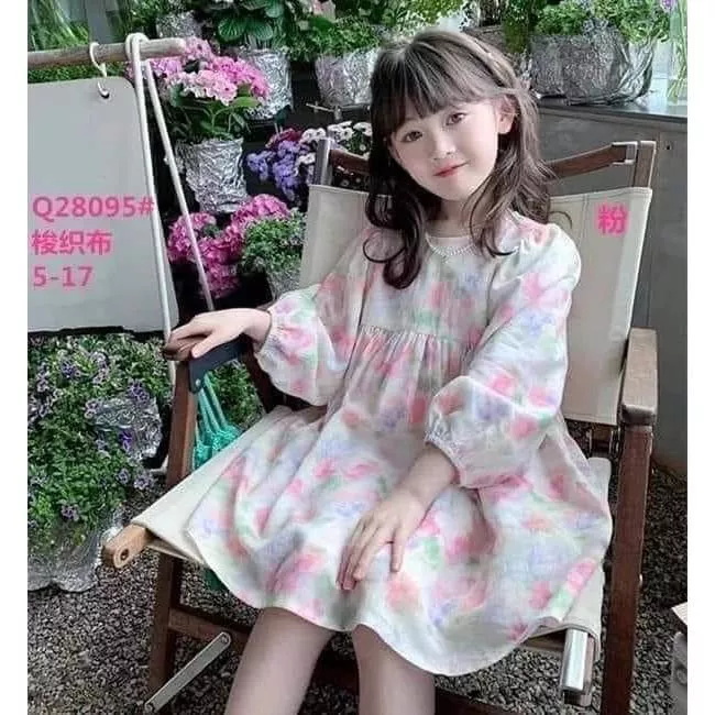 北屯實體店❤女寶洋裝現貨-渲染花花洋裝✩米米童著-D0220