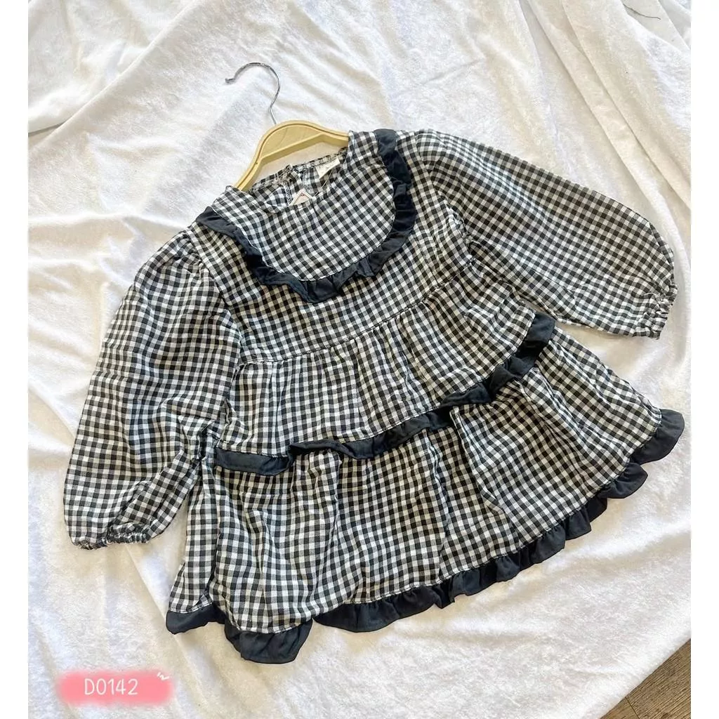 北屯實體店❤女寶洋裝現貨-方格傘洋裝✩米米童著-D0142