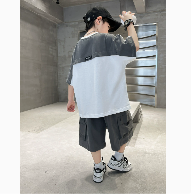 韓版預購 - 男大童 配色工裝套裝 (120~170cm) - R12