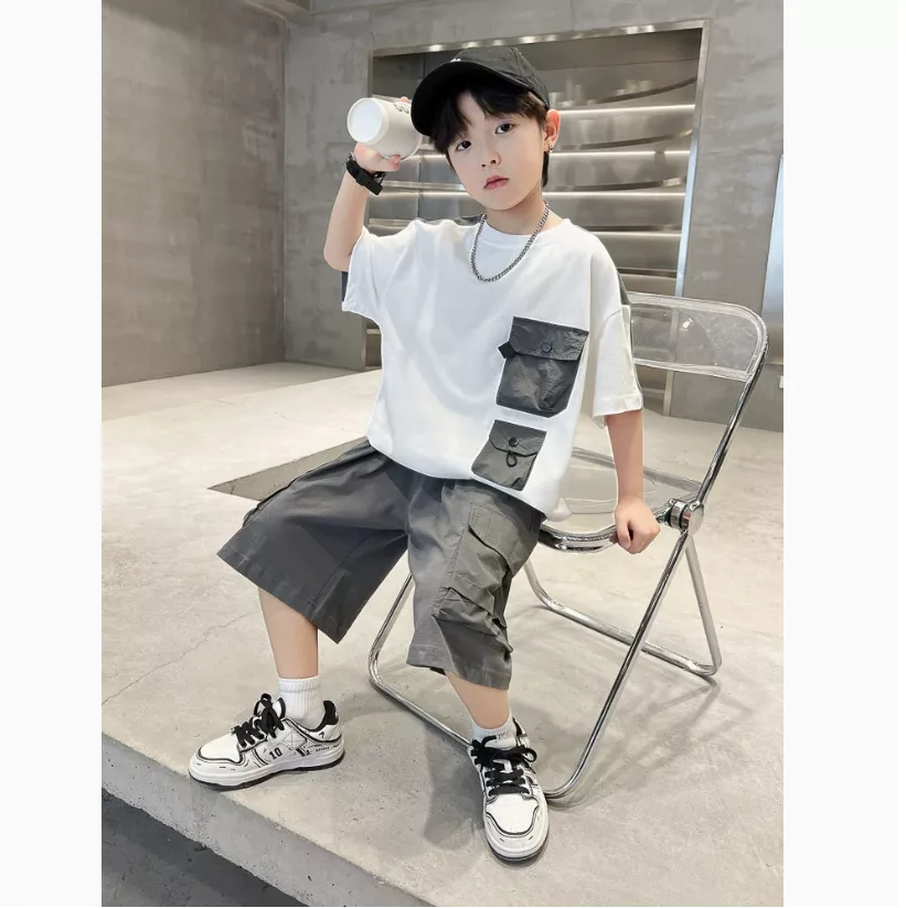 韓版預購 - 男大童 配色工裝套裝 (120~170cm) - R12