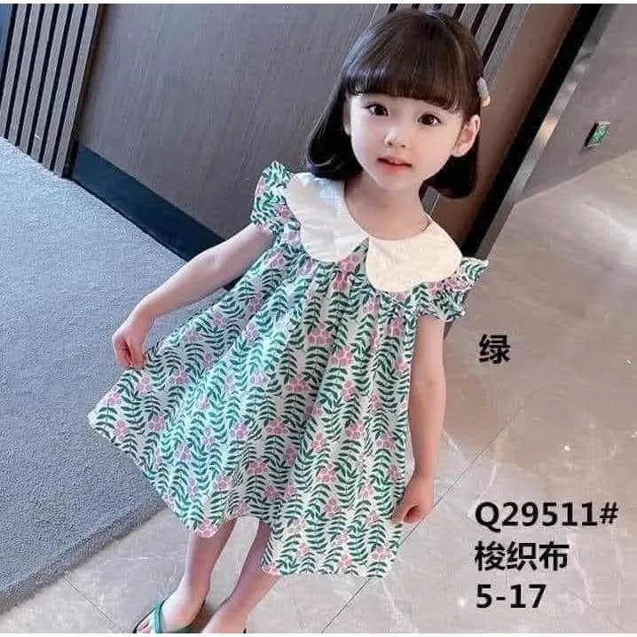 北屯實體店❤現貨翻領花朵滑布洋裝✩米米童著-C0499