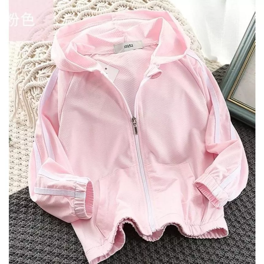 北屯實體店❤現貨防曬網眼連帽外套-粉✩米米童著-B0199