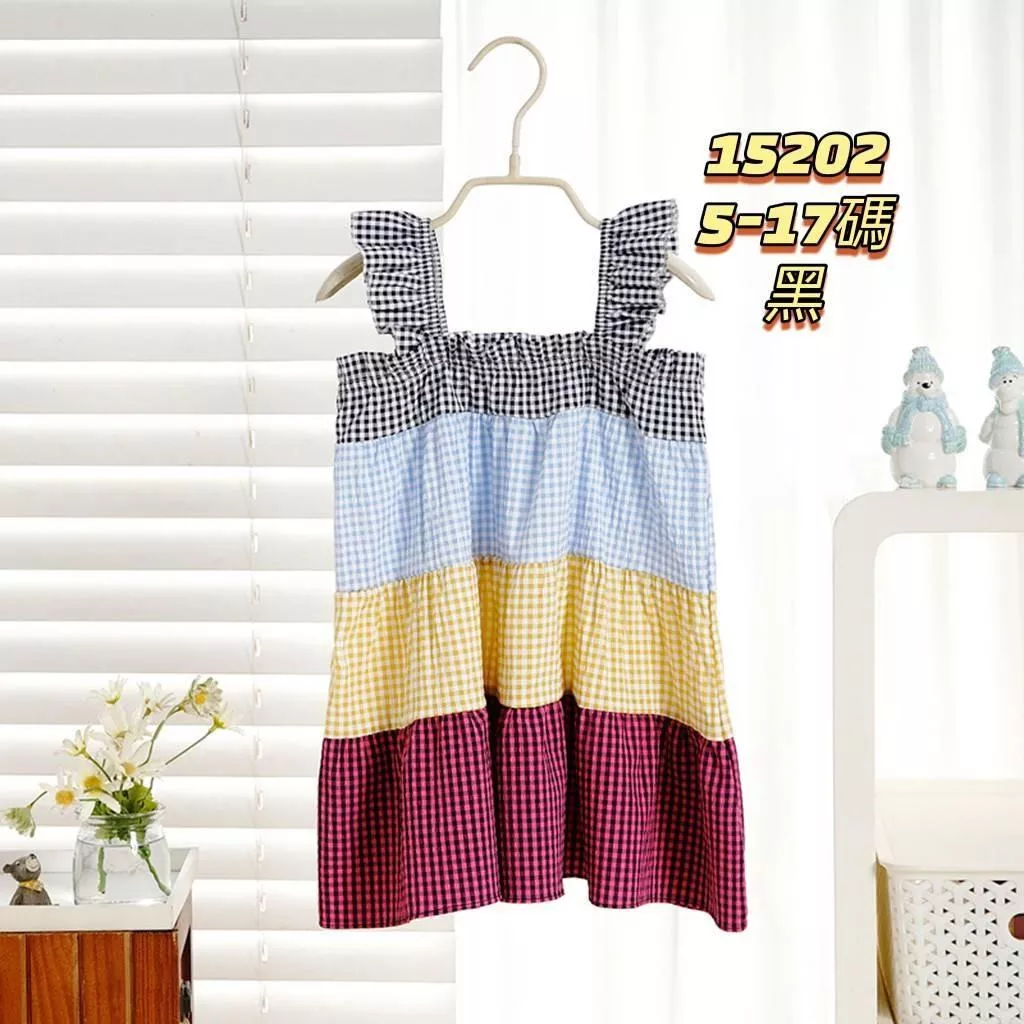 北屯實體店❤現貨漸層彩格背心洋裝✩米米童著-C0116