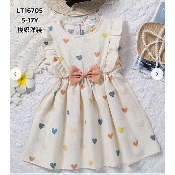 北屯實體店❤現貨滿版愛心蝴蝶結飛袖洋裝✩米米童著-E0219