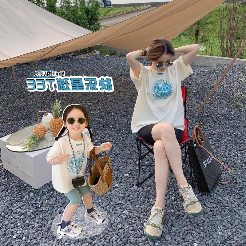 北屯實體店❤現貨親子裝 藍字母圓領短袖上衣✩米米童著-E0189
