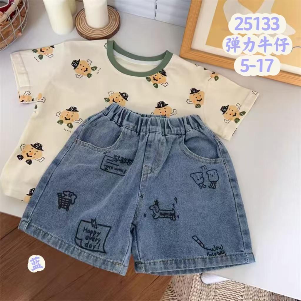 北屯實體店❤現貨滿版卡通牛仔短褲✩米米童著-E0280