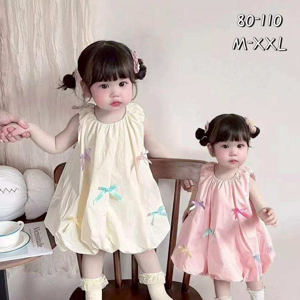 北屯實體店❤現貨韓版 緞帶蝴蝶結花苞洋✩米米童著-E0321