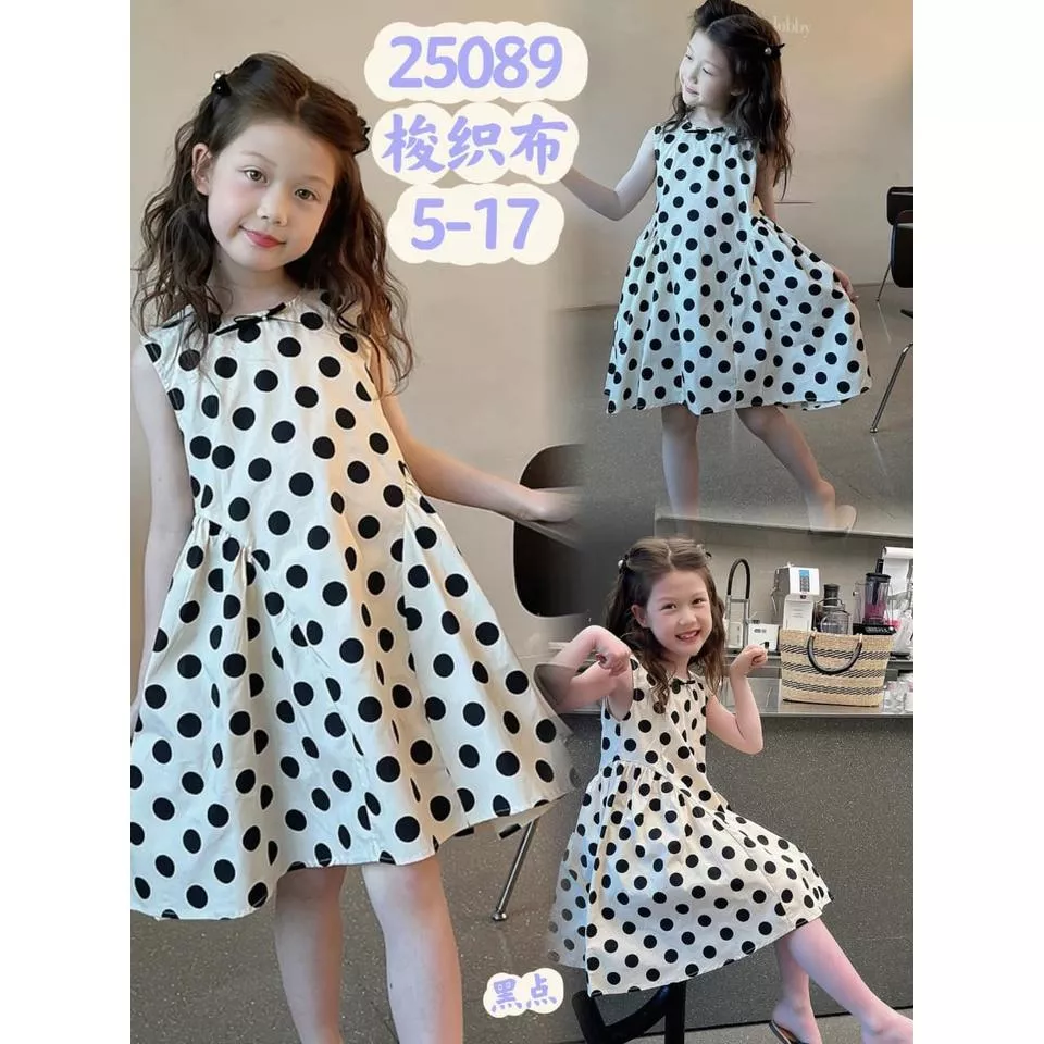 北屯實體店❤現貨滑布波點洋裝✩米米童著-E0320