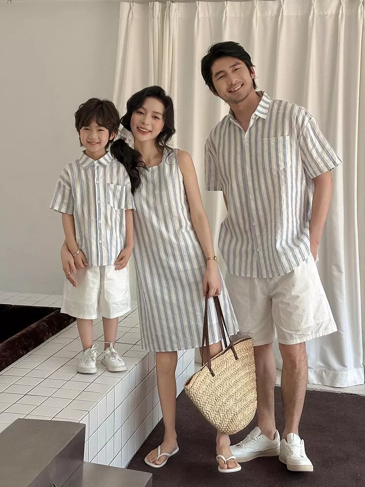親子裝 預購 - 直條襯衫 & 直條洋裝  R001