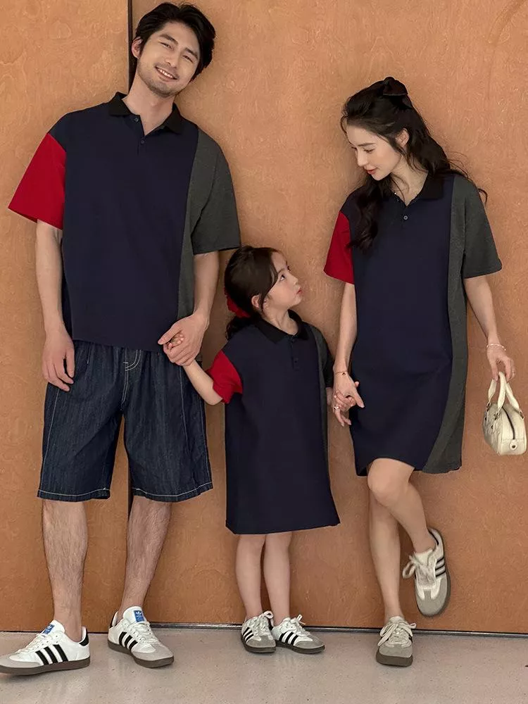 親子裝 預購 - 拚色POLO衫 & 洋裝  R003