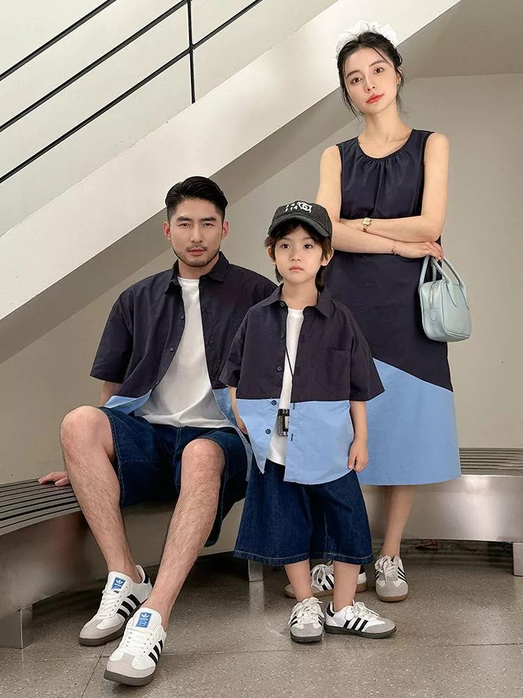 親子裝 預購 - 撞色拼接 襯衫 & 洋裝  R011