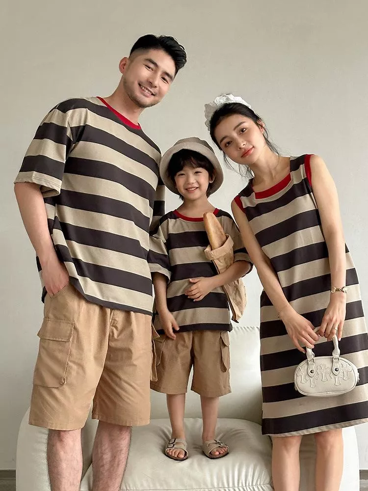 親子裝 預購 - 紅領條紋上衣 & 洋裝  R016